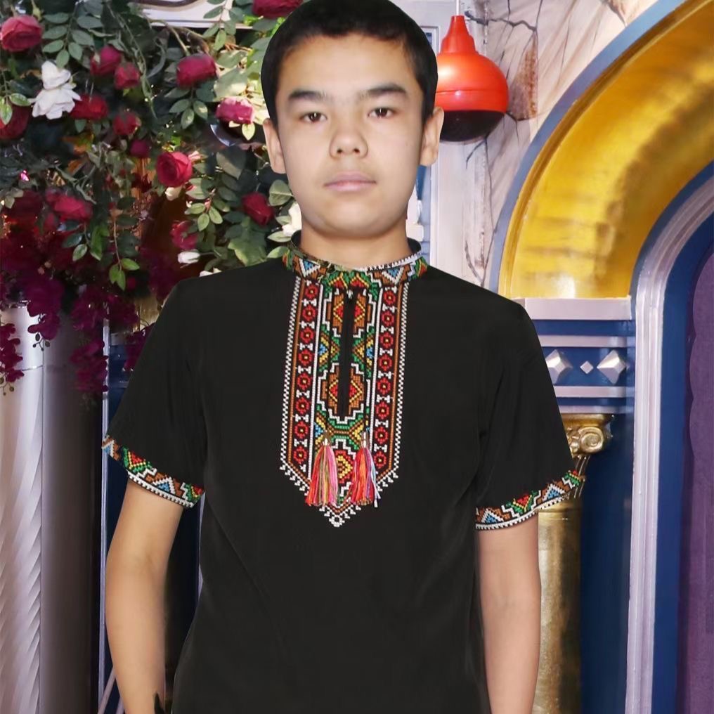Ethnic Style - Letnia haftowana koszula z krótkim rękawem