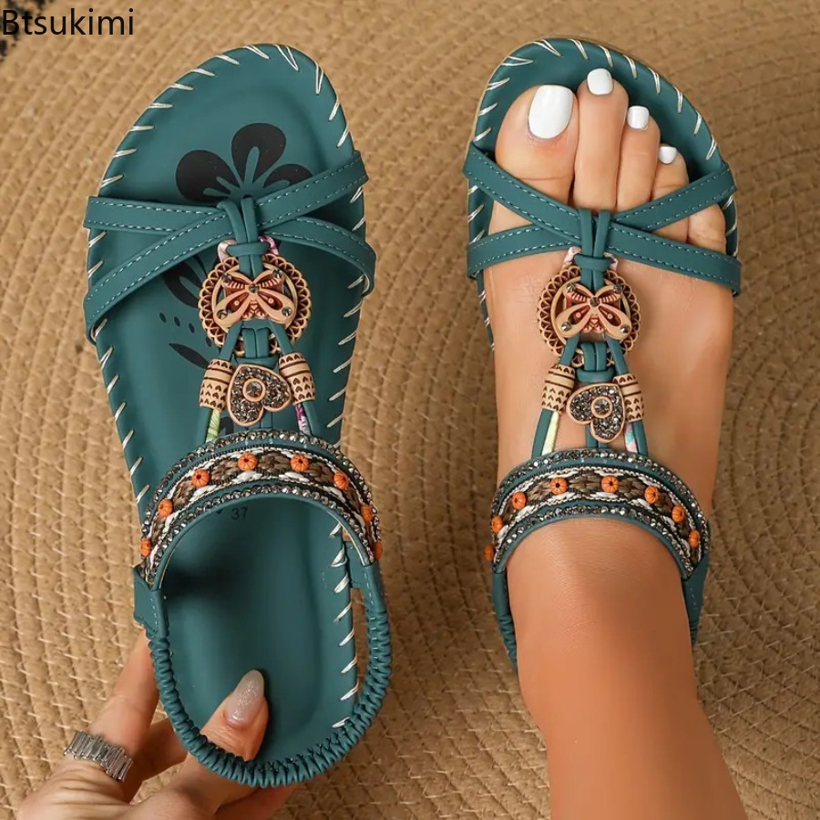 Ethnic Fashion In - Damskie sandały w stylu bohemy, na